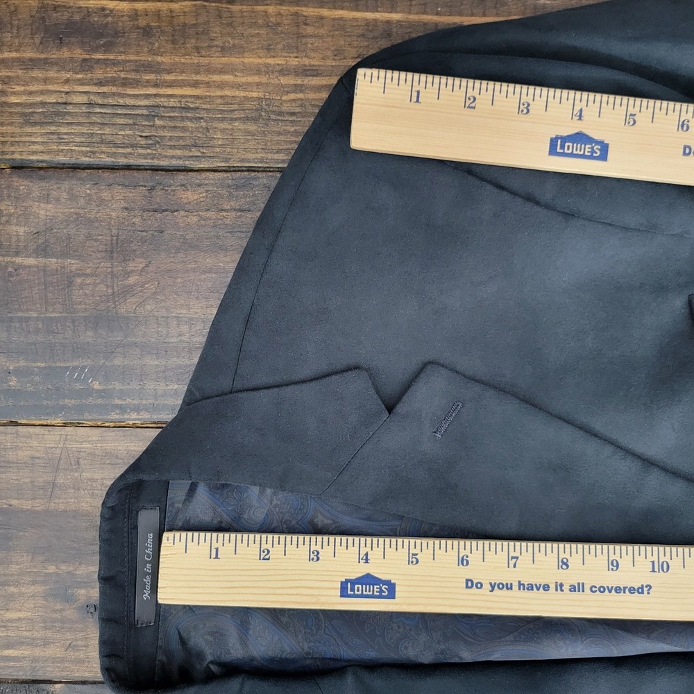 Chaps Men's Sport Coat Blazer Two Button Suede Polyester Grayish Black Size 44R - Picture 4 of 13